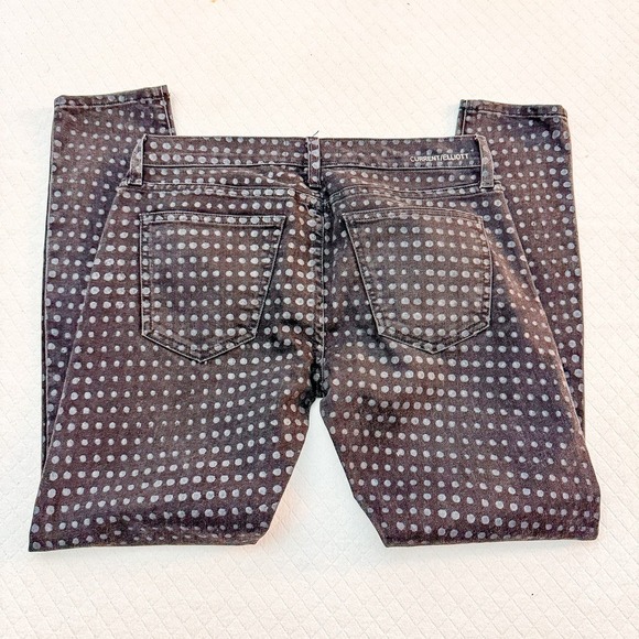 Current Elliott The Stiletto Black Polka Dot Skinny Denim Jeans Size 27 - Picture 4 of 9